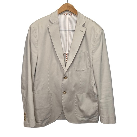 JKT New York Tan Cotton Blazer Jacket Sports Coat Size 40R - Picture 2 of 15